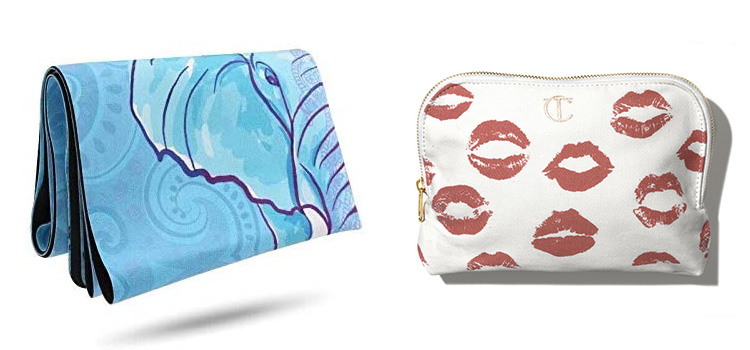 tapis de yoga et trousse de maquillage